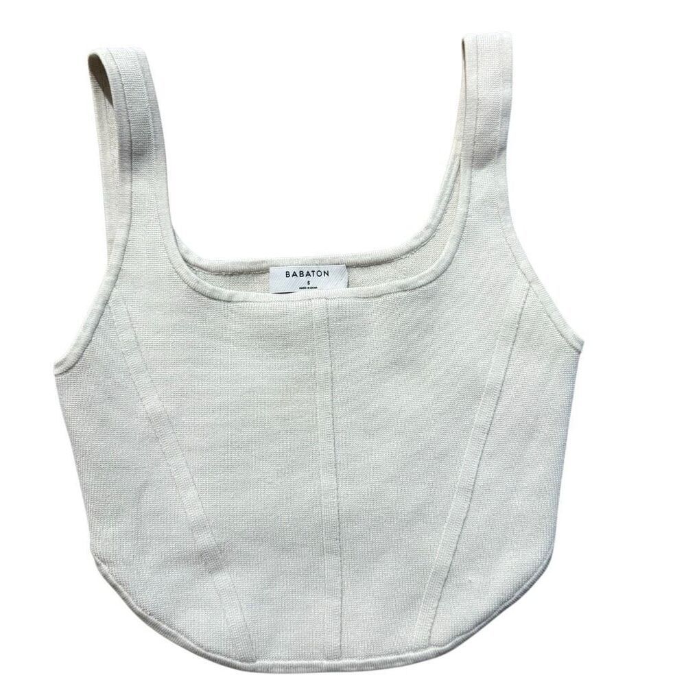 Babaton light gray cropped knit tank size small